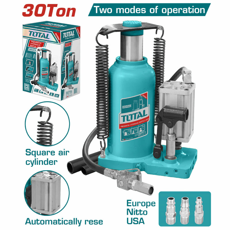 Gato Hidráulico Neumático Tipo Botella de 12 Toneladas. Altura Máx. 505mm, Mín. 260mm.