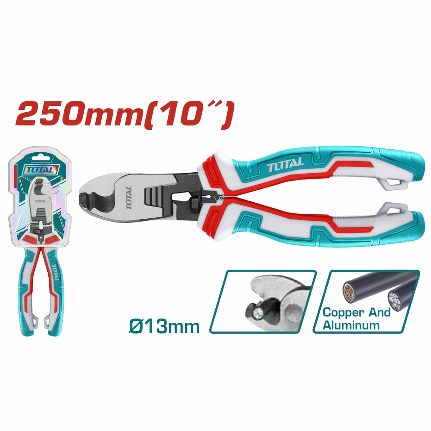 Cortador de cable 10" Acabado negro y pulido. Acero al carbono. Corta cobre y aluminio.