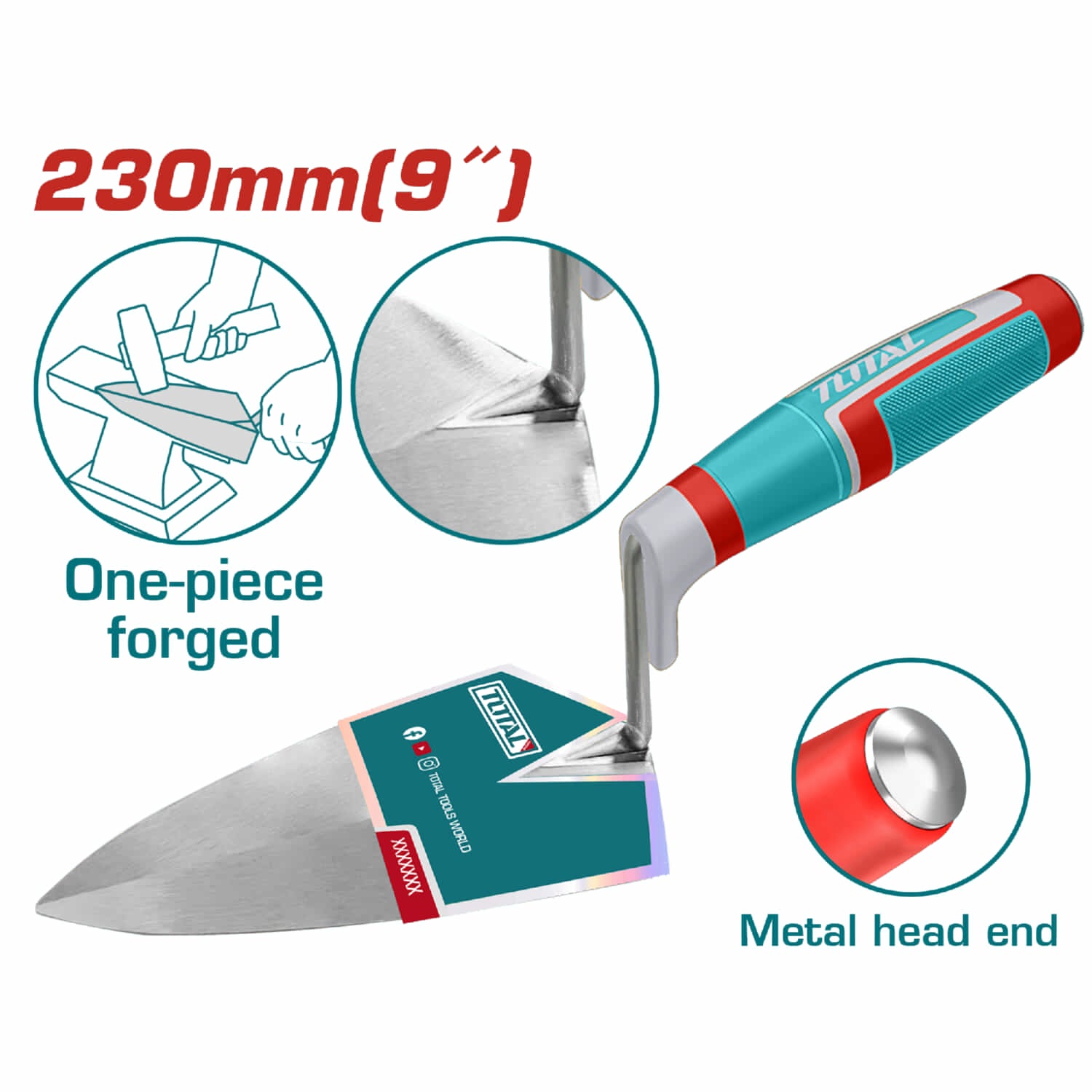 Palustre De Albañilería Forjado 9" (230mm) De Una Sola Pieza. Hoja De 1.8mm.