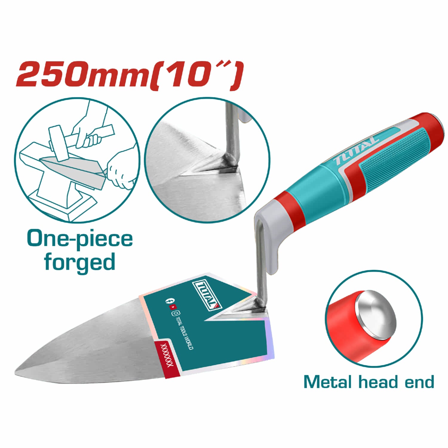 Palustre De Albañilería Forjado 10" (250mm) De Una Sola Pieza. Hoja De 1.8mm.