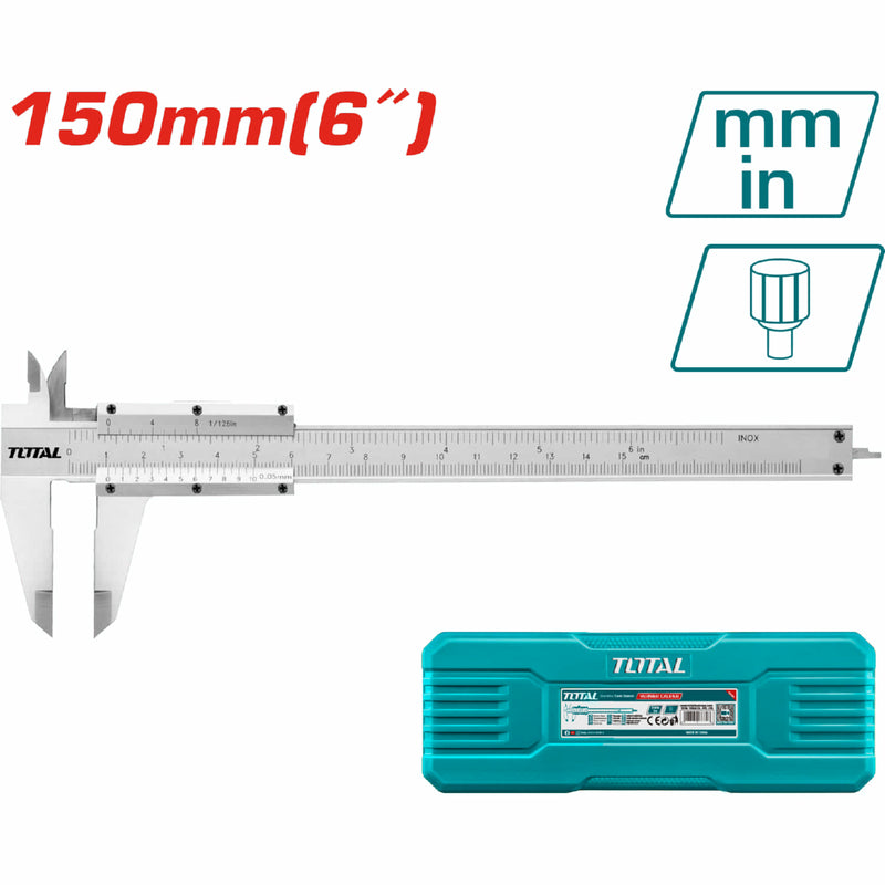 Vernier calibrador rango 0-150 mm. Lee cada 0.05 mm.