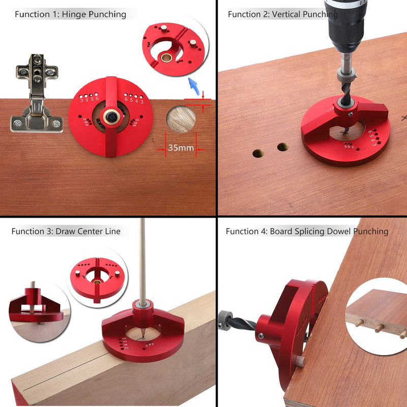 Plantilla multifuncional para perforación de agujeros para madera
