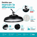 Lámpara LED UFO Industrial 100W High Bay IP65 6500K. Iluminación Potente. Ideal Para Bodegas Galeras Talleres Y Comercios (250x143mm).