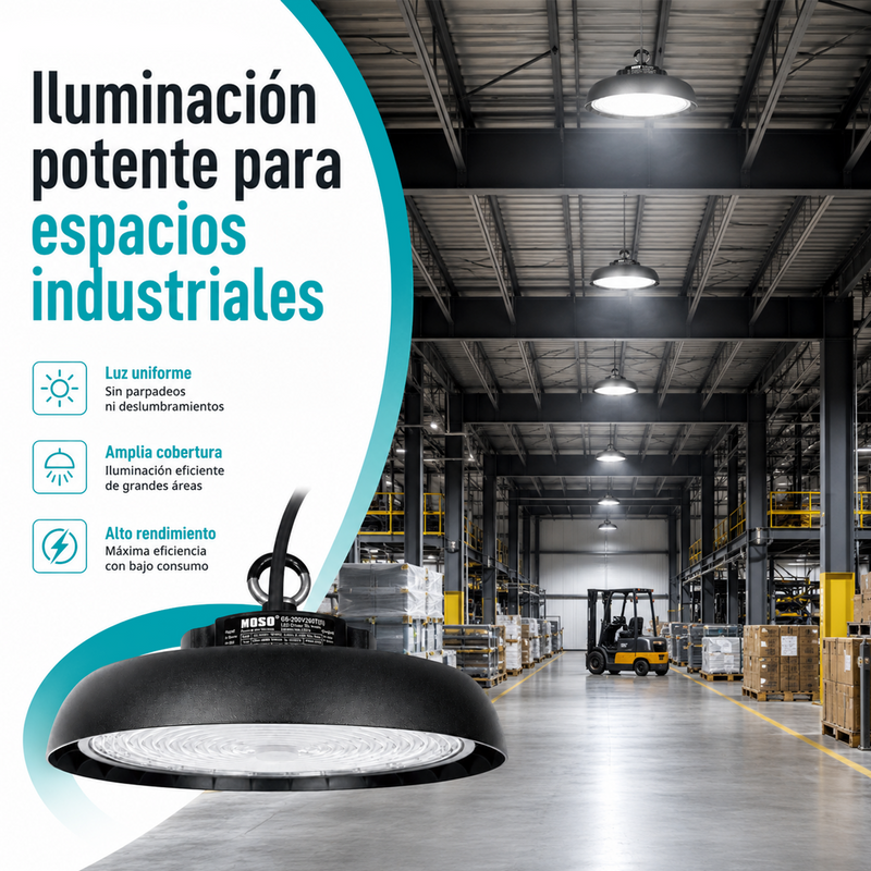 Lámpara LED UFO Industrial 150W High Bay IP65 6500K. Iluminación Potente.Ideal Para Bodegas Galeras Talleres Y Comercios (280x156mm).