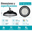 Lámpara LED UFO Industrial 150W High Bay IP65 6500K. Iluminación Potente.Ideal Para Bodegas Galeras Talleres Y Comercios (280x156mm).