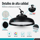 Lámpara LED UFO Industrial 200W High Bay IP65 6500K. Iluminación Potente. Ideal Para Bodegas Galeras Talleres Y Comercios (320x147mm).
