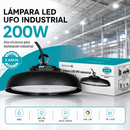 Lámpara LED UFO Industrial 200W High Bay IP65 6500K. Iluminación Potente. Ideal Para Bodegas Galeras Talleres Y Comercios (320x147mm).