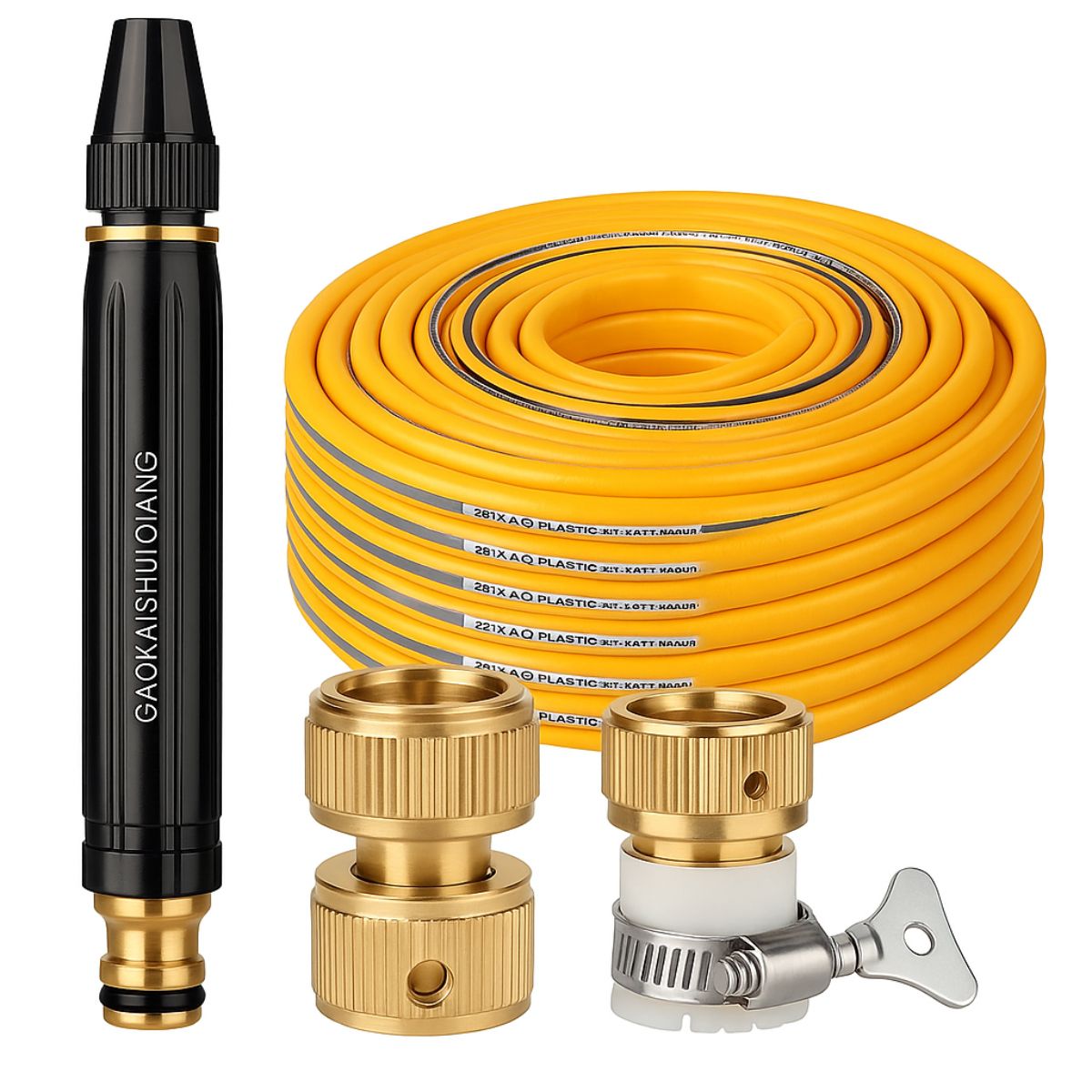 Manguera de agua de jardin con Boquilla Pulverizadora de Alta Presión (50 metros). Pistola de riego ajustable. Incluye conectores.