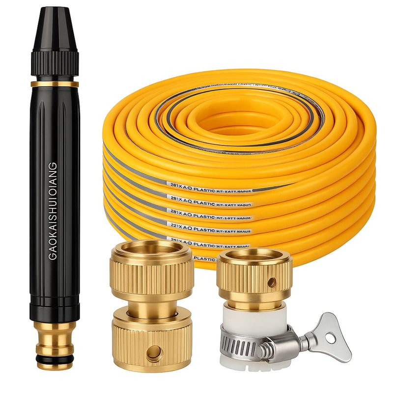 Manguera de agua de jardin con Boquilla Pulverizadora de Alta Presión (20 metros). Pistola de riego ajustable. Incluye conectores.