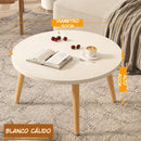 Mesa Auxiliar Redonda. Color Blanco Cálido 50x40 cm. Patas de madera