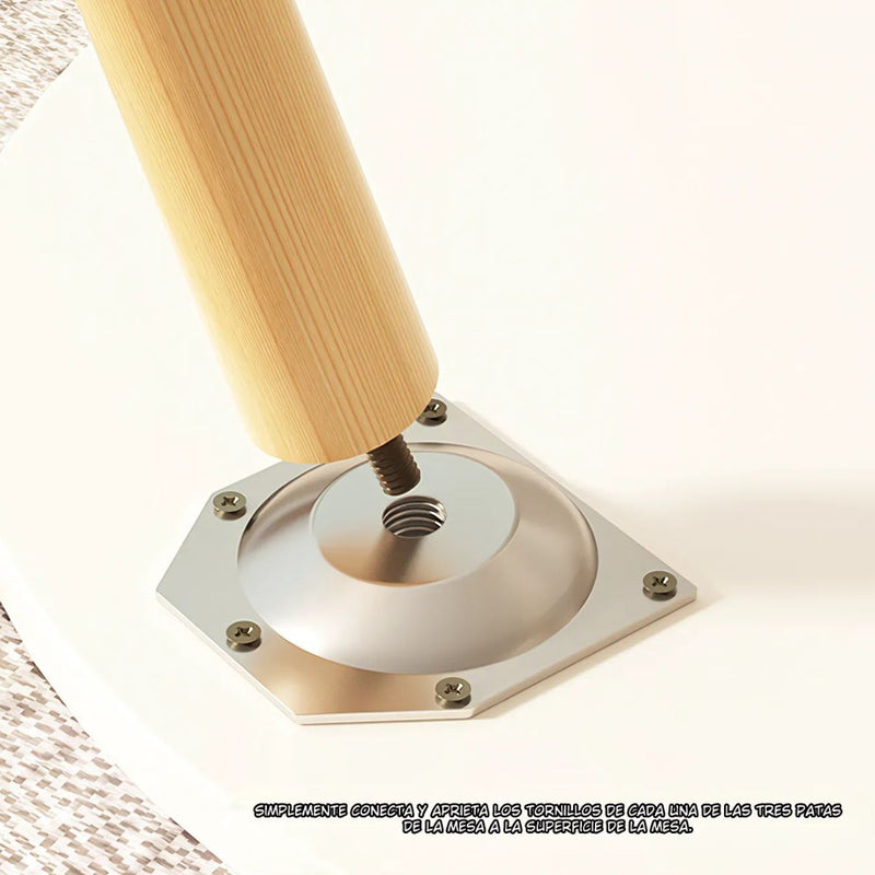 Mesa Auxiliar Redonda. Color Blanco Cálido 50x40 cm. Patas de madera