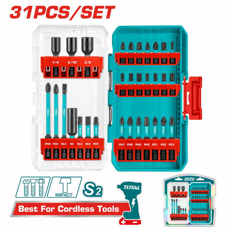 Puntas de destornillador de impacto. Set de 31 piezas para Taladro. Ideal para Herramientas Inalámbricas.