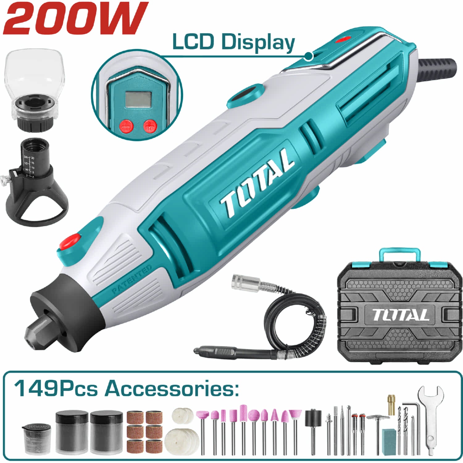 Mini Motoool Total 110V-120V~60Hz 200W. Set de 149 accesorios.
