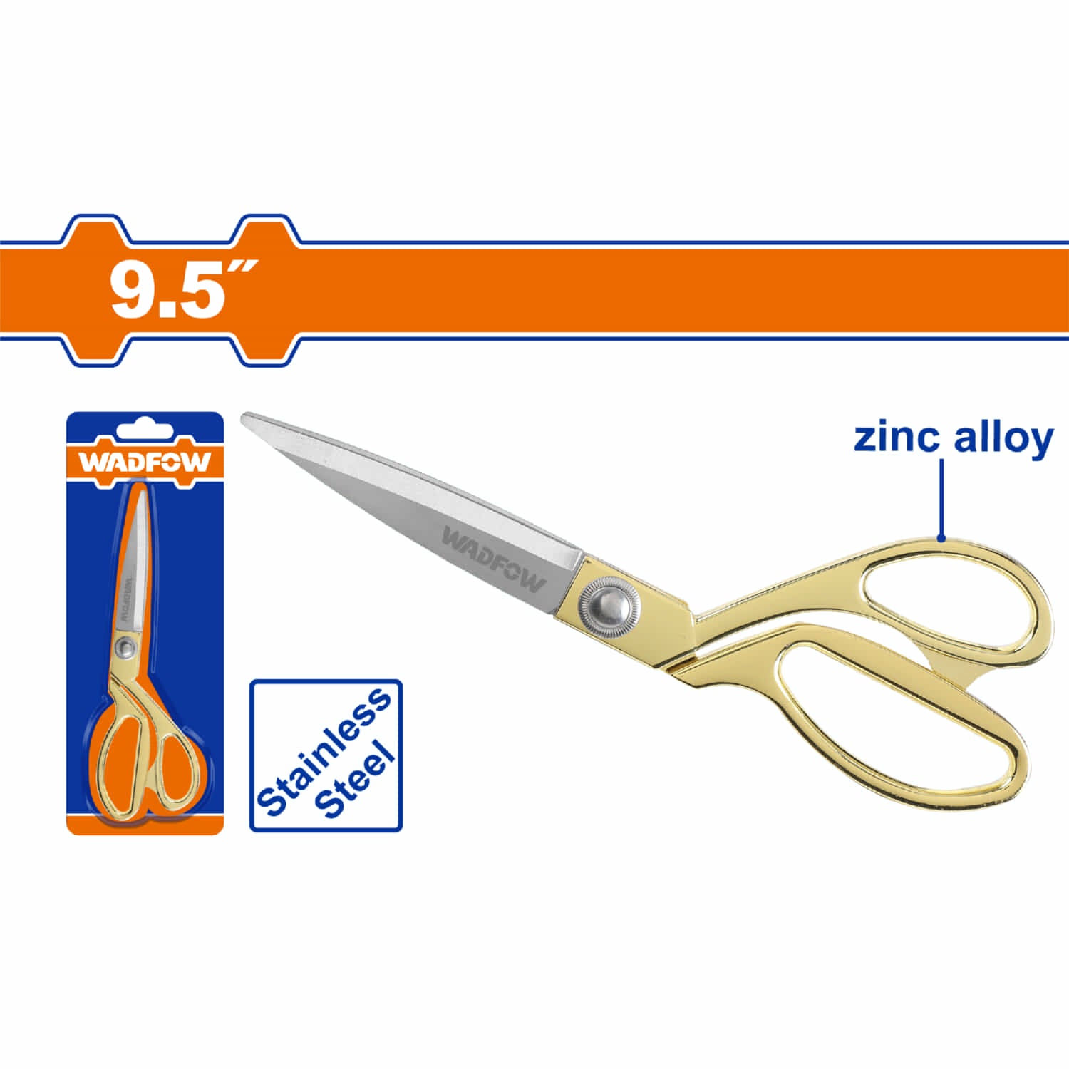 Tijera de sastre para uso en textiles 240mm (9.5") Acero Inoxidable Grosor 3mm Tijera de Modista. Alta Costura.