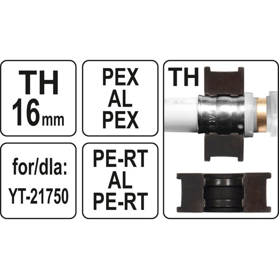 Dados para pinza pex YT-21750 tipo U y tipo TH
