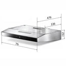 Campana Extractora SLIM Touchless 76 cm cuerpo Inoxidable satinado con frente de vidrio negro. 80Watts Filtro deflector (Baffle) 110V