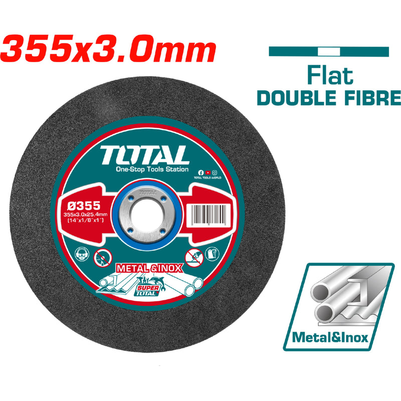 Disco de corte para metal plano 355 mm ( 14" )X 3.0mm ( 1/8" )X 25.4mm ( 1"). Para tronsadora