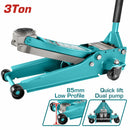 Gato hidráulico largo estilo patín de bajo perfil con bomba doble para levantamiento rápido.