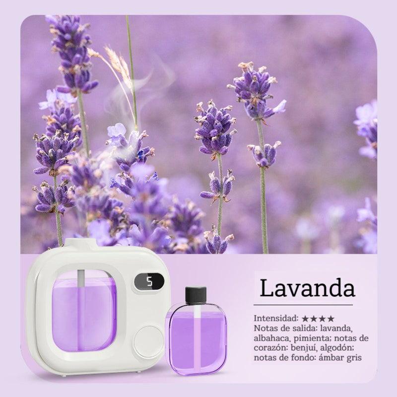 Difusor Aromas De Aceites Esenciales (Incluye Esencia de Lavanda 50ml). Dispensador De Fragancia Aromático. Ambientador. Aromaterapia.