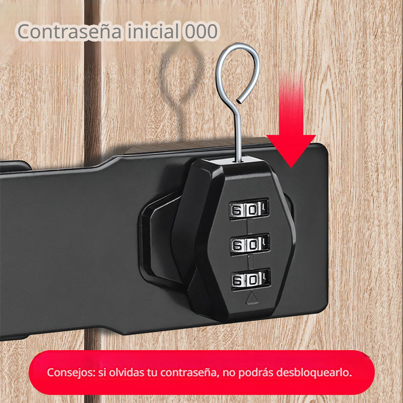 Cerradura aldaba de Combinación de 4 Pulgadas. Cerrojo con Código Numérico para Puertas y Armarios.