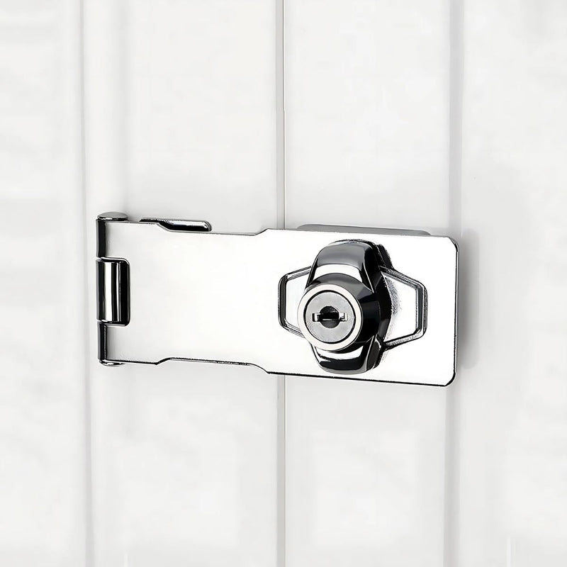 Aldaba con Cerrojo de Seguridad 4". Cerradura con llave para Puertas y Armarios.