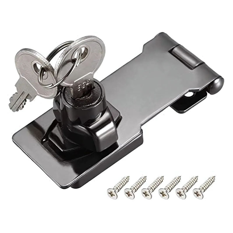 Aldaba con Cerrojo de Seguridad 3". Cerradura con llave para Puertas y Armarios.