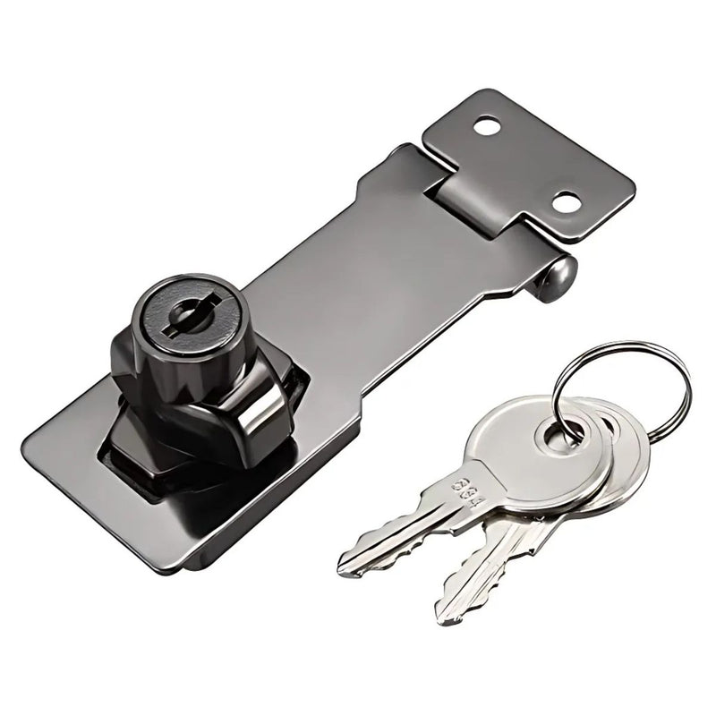 Aldaba con Cerrojo de Seguridad 3". Cerradura con llave para Puertas y Armarios.