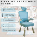 Silla de escritorio de 4 patas, Asiento reclinable ergonómico, cómoda silla de computadora, color blanco y azul para escritorio