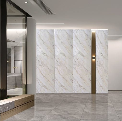 Panel Decorativo Mármol PVC  1.22m x 2.80m x 3mm Gold Calacatta (Línea económica)