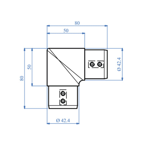 Codo de 90° Negro para corremano ranurado de 42,4mm AISI316.