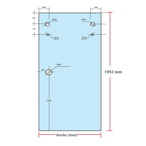 Puerta Eolo 700 x1992mm.Vidrio Templado 10mm