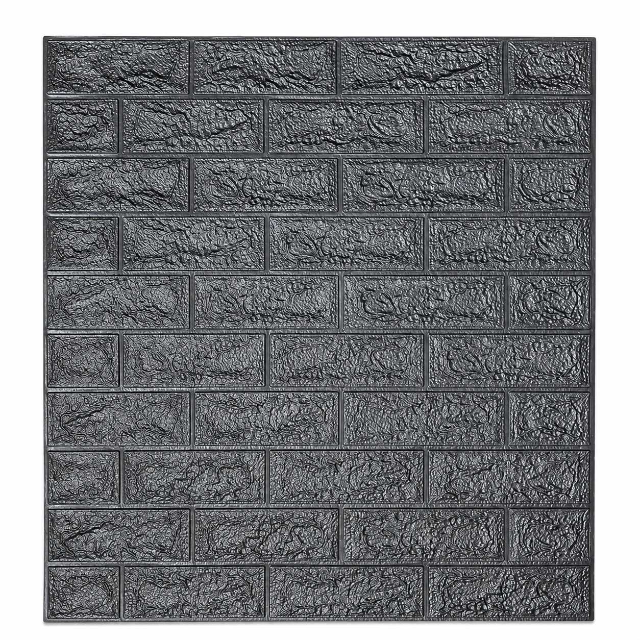 Panel Decorativo Tipo Ladrillo, Autoadhesivo e Impermeable. Papel Pared Acolchado 70x77cm (0.54m²) Espesor 4.5mm. Gris