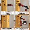 Kit de Instalación de Cerraduras para Puertas de Madera plantlla 35-45mm de espesor (1-3/8" y 1-3/4") con Guía de Perforación Ajustable y Sierra Copa Incluida. Rojo
