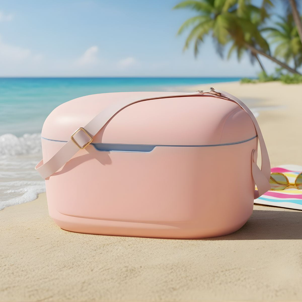 Cooler portátil ligero 20QT (18.9L) color Rosa con aislamiento térmico, correa ajustable y retención de frío +24h 44.8cm×29.3cm×28.2cm Hielera