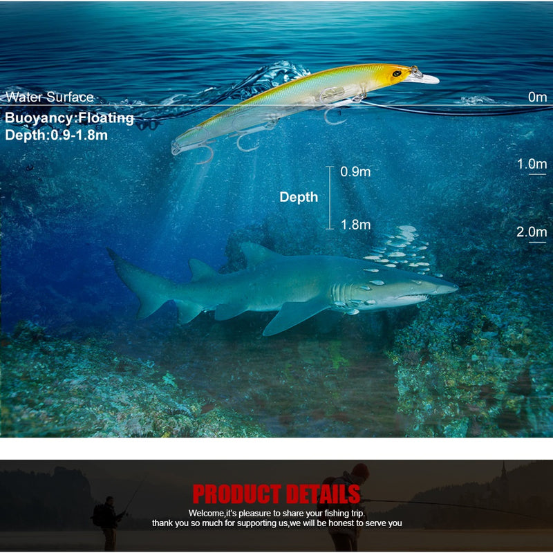 Señuelo Minnow 115mm 3 anzuelos triples. Color verde y amarillo