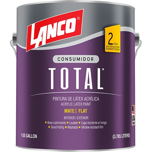 Pintura de agua Total Latex. Color Infinity de 1 galon Lanco