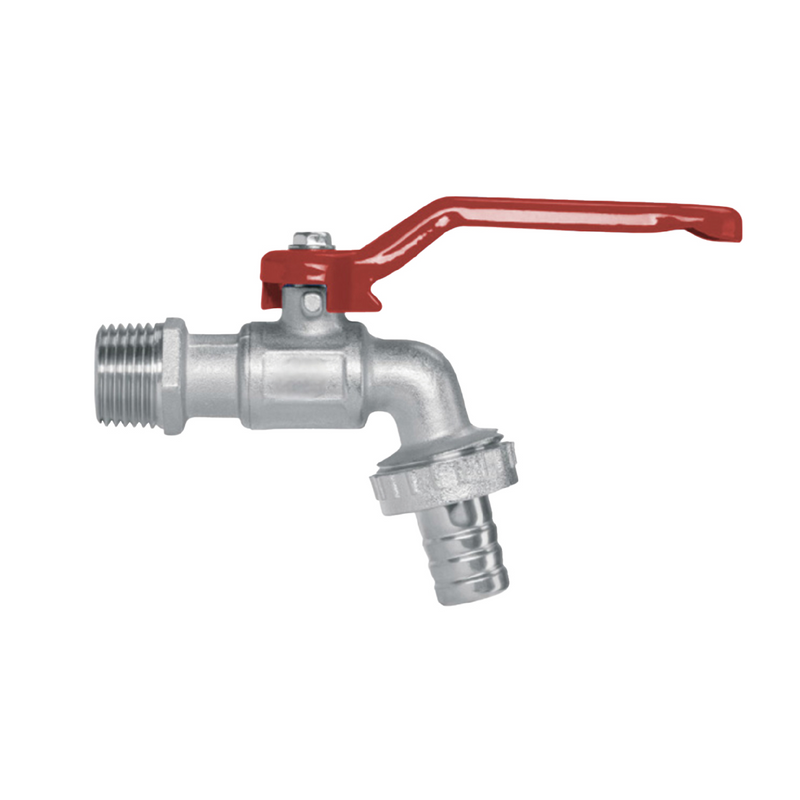 Llave De Jardín 1/2" Para Manguera Con Coupling Estriado Y Palanca De 1/4 De Vuelta. Uso En Tomas De Agua Y Riego.