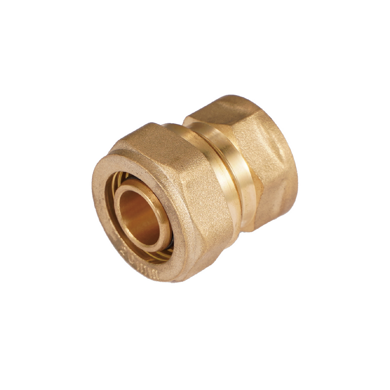 Conector De Compresión Roscado Hembra 1/2" x 3/4" (20 mm) En Latón. Unión Para Agua y Gas.