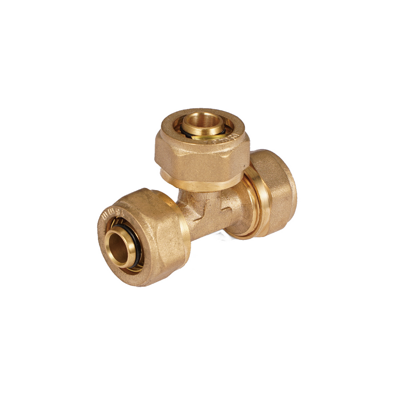 Tee De Compresión Recta 1/2" (16 mm x 16 mm x 16 mm) En Latón. Unión de 3 vías Para Agua Y Gas.
