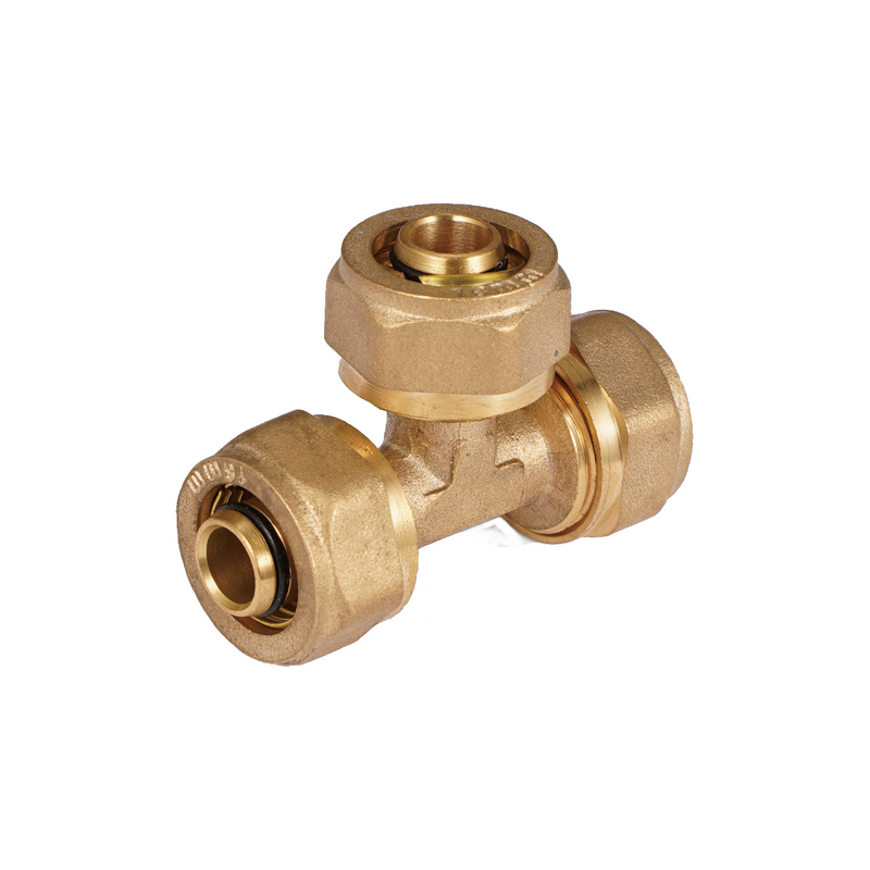 Tee De Compresión Recta 3/4" (20 mm x 20 mm x 20 mm) En Latón. Unión de 3 vías Para Agua Y Gas.