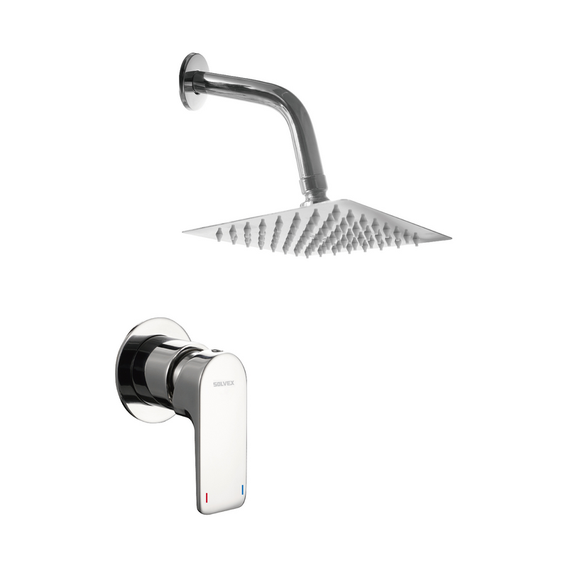 Ducha Empotrable con Mezcladora Monomando Ovalada y Regadera de 6” Tipo Lluvia. Diseño Moderno con Acabado Cromado Brillante.