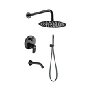 Ducha Para Empotrar. Juego De Mezcladora Monomando Con Desviador Para Bañera. Regadera Redonda De 8”, Ducha Teléfono Y Surtidor Inferior.
