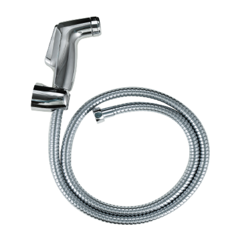 Ducha Sanitaria Tipo Teléfono Cromada. Set de 3 Piezas con Manguera y Soporte. Regadera de Mano para Inodoro Bidet.