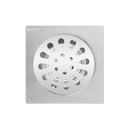 Drenaje Cuadrado 4" Para Ducha. Desagüe De Piso En Acero Inoxidable. Rejilla Satinada 10x10 cm.