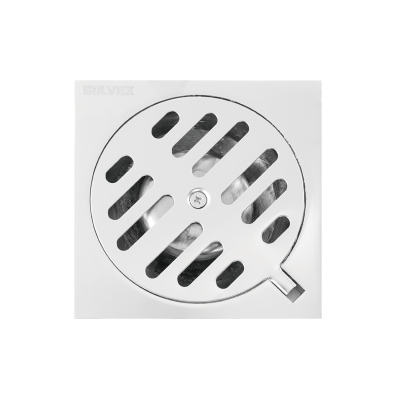 Drenaje De Piso Cuadrado 4". Desagüe Cromado Brillante con Función Antiolor.