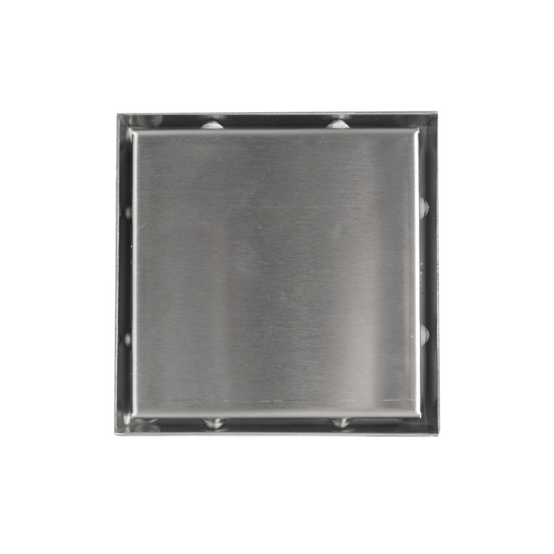 Drenaje Cuadrado 4" Para Ducha. Desagüe De Piso De Acero Inoxidable 10x10 cm. Acabado satinado.