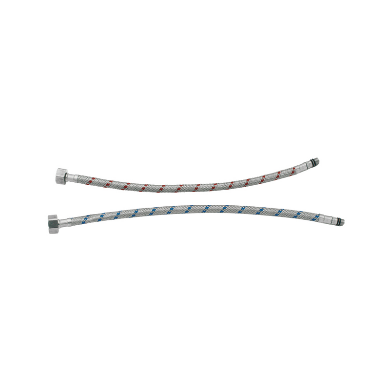 Tubo De Abasto Para Mezclador Monomando 50Cm. Manguera Flexible Acero Inoxidable Trenzado Con Conectores F1/2'' x M10x1'' (Par).