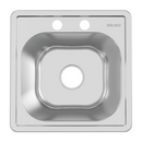 fregador de Cocina Tipo Bar 38x38x15cm. Acero Inoxidable con 2 Orificios. Superficie Cepillada.