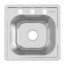 fregador de Cocina Tipo Bar 48x48x15cm. Acero Inoxidable con 3 Orificios para Grifo. Superficie Cepillada.