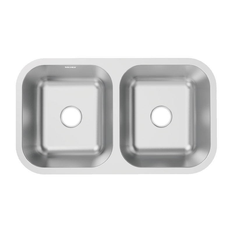 fregador de Cocina Doble 82x46x22cm. Acero Inoxidable. Superficie Cepillada.